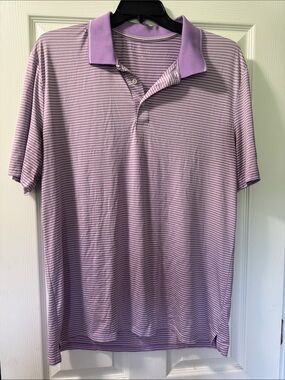 crown & ivy Lavender Striped Polo Shirt